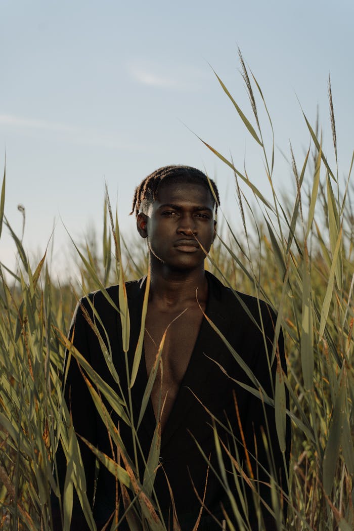 Portrait of a Man in a Crop Field